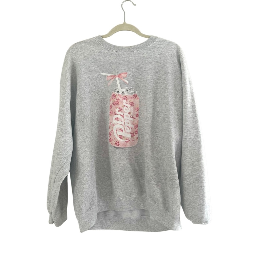 Dr Pepper Gray Vintage Sweatshirt Pink Graphic Floral